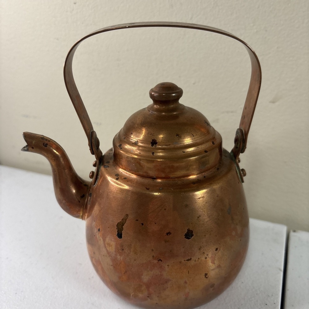 Vintage Small Copper OPA Helsinki Finland Teapot Tea Kettle With Patina - Picture 3 of 7